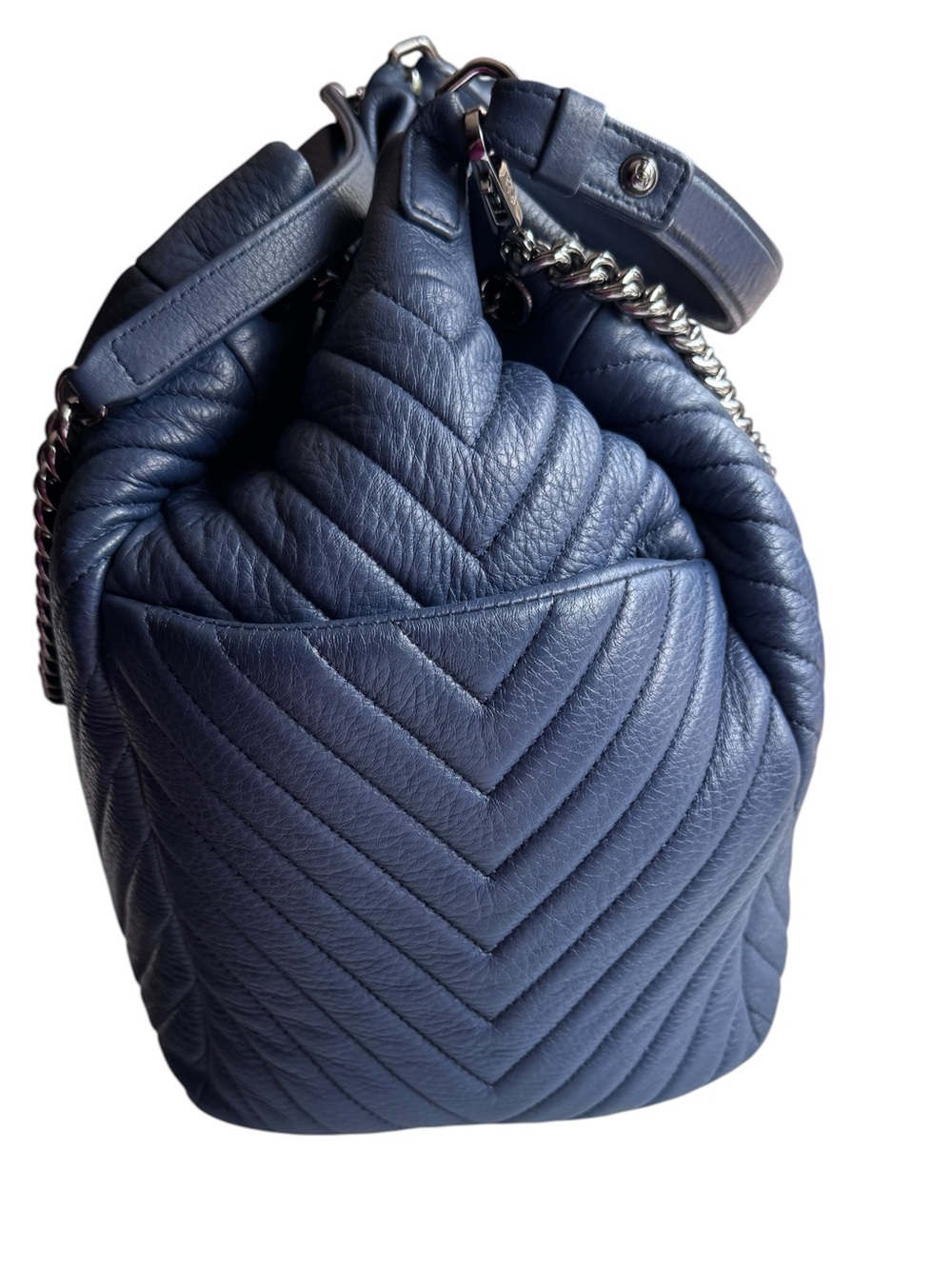 CHANEL Blue Chevron Shoulder Bag - Picture 6 of 11